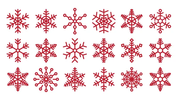 Uppsättning Snöflingor Former Red Snowflake Kollektion För Firande Xmas Och — Stock vektor