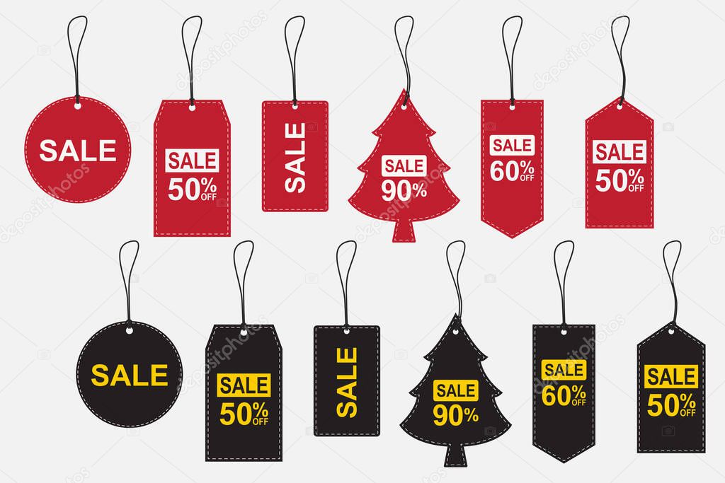 Set of labels or sale tags. cardboard sale labels. Vector illustration