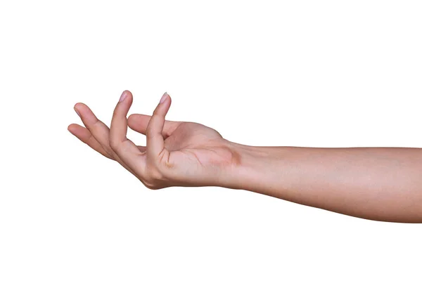 Woman Hand Show Holding Something Palm Isolated White Background Clipping — Stock Photo, Image