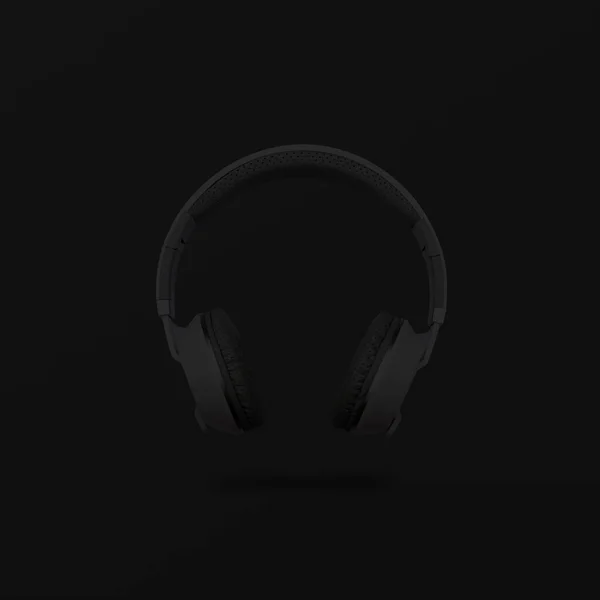 Kopfhörer Isoliert Auf Dunklem Hintergrund Foto Von Vorne Schwarze Drahtlose — Stockfoto