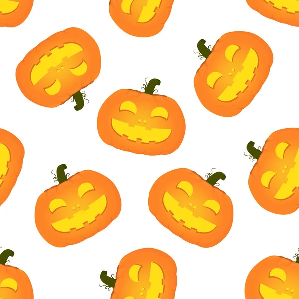 Patrón Halloween Calabaza Aislada Sobre Fondo Blanco Tarjeta Felicitación Papel — Vector de stock