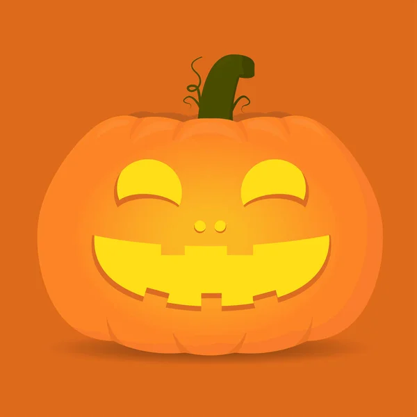 Abóbora Halloween Com Sorriso Abóbora Fundo Laranja Cartão Papel Embrulho — Vetor de Stock