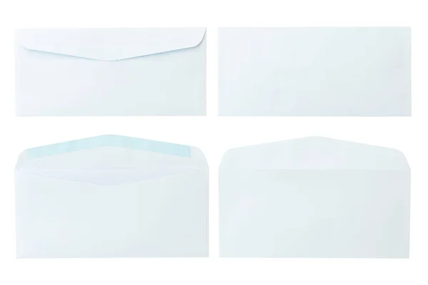白の背景に白の封筒の前と後ろに隔離された 手紙のトップビュー クリッピングパスを持つオブジェクト — ストック写真