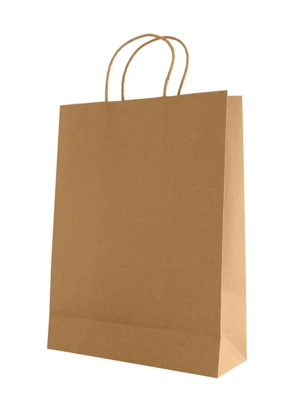 白い背景に茶色のクラフト紙のバッグ クリッピングパスを持つオブジェクト — ストック写真
