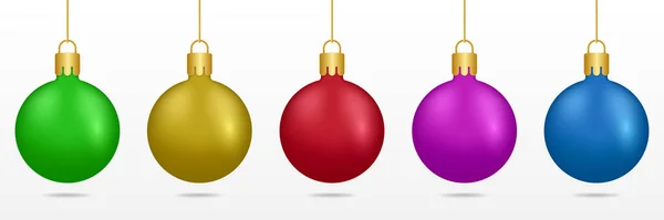 Kleurrijke Kerstballen Met Decoratie Elementen Geïsoleerd Witte Achtergrond Kerstseizoen Gelukkig — Stockvector