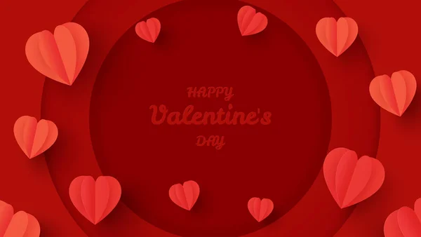 Sevgililer Günü Afişi Gösteri Için Daire Şeklinde Kırmızı Kalpler Arka — Stok Vektör
