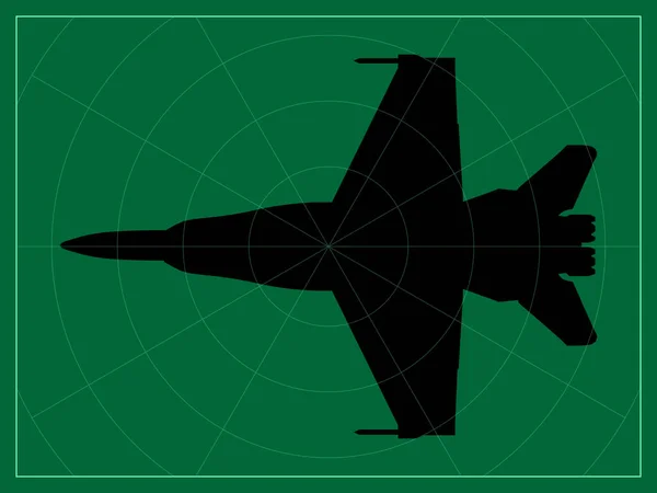 Pantalla Radar Verde Aviones Militares Radar Ilustración Vectorial — Vector de stock