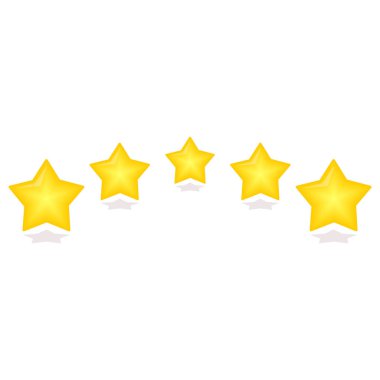 5 yıldız ikonu. İnternet sitesi rozeti. Bilgi grafikleri. Vektör illüstrasyonu.