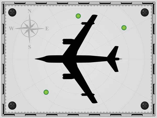 Avion Sur Fond Carte Avec Éléments Radar Avion Rose Des — Image vectorielle