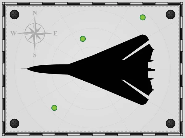 Avião Fundo Mapa Com Elementos Radar Aeronave Rosa Dos Ventos —  Vetores de Stock