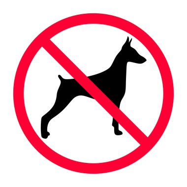 Köpek işareti yok. Köpek izi yok. Hayvan işareti yok. İzin yok. Vektör illüstrasyonu.