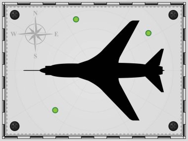 Radar elementleri olan bir uçak. Uçak. Rüzgar yükseldi. Vektör illüstrasyonu.