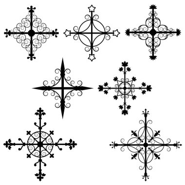 Bir desen dizisi. Haçlar. Vektör illüstrasyonu.