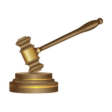 Gavel. Yargıç Çekiç ikonu. Müzayede salonu çekici. Avukatın çekici. Tahta yargıç tokmağı. Vektör illüstrasyonu.
