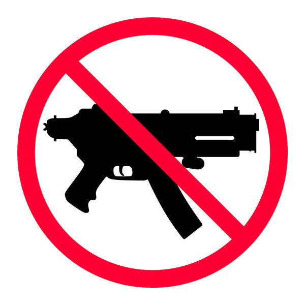 Оружия нет. Подпишите запрещенное оружие. Подпишите запрещенное оружие. Оружие не разрешается. Оружие запрещено. Векторная иллюстрация.