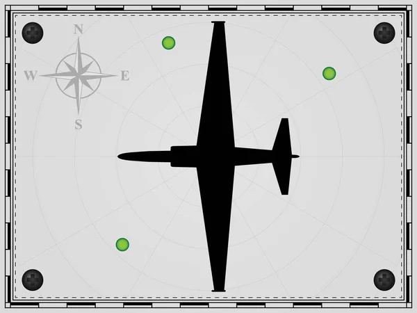 Avión Mapa Fondo Con Elementos Radar Aviones Rosa Viento Ilustración — Archivo Imágenes Vectoriales