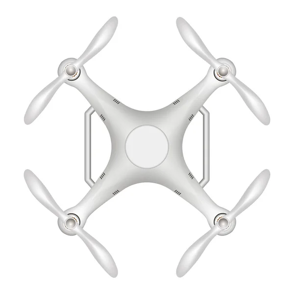 Κηφήνας Πάνω Όψη Τετρακόπτρου Απομονωμένο Λευκό Φόντο Σύγχρονη Αυτόματη Drone — Διανυσματικό Αρχείο