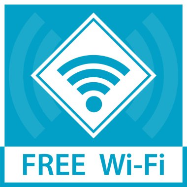 Wi-Fi sembolü simgesi simgesi. Wi-Fi noktası. Bölge kablosuz internet ağı bağlantısı. Sıcak nokta bedava Wi-Fi tabelası. İnternet sinyalleri. Kablosuz simge. Vektör illüstrasyonu.