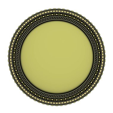 Boş eski para. Sembol boş. Bozuk para işareti. Boş madalya. Madalya beyaz arka planda izole edilmiş. Onur ödülü. 3B illüstrasyon.