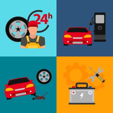 araba servisi simgesi seti