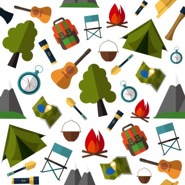 Düz stil kamp desen