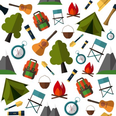 Düz stil kamp desen