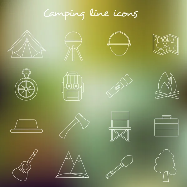 Iconos de línea de camping — Archivo Imágenes Vectoriales