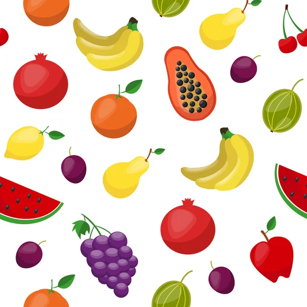 Patrón de frutas de estilo plano — Vector de stock