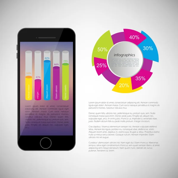 Smartphone plat avec infographie — Image vectorielle