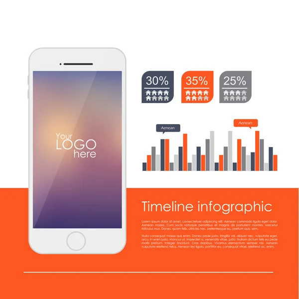 Smartphone plat avec infographie — Image vectorielle