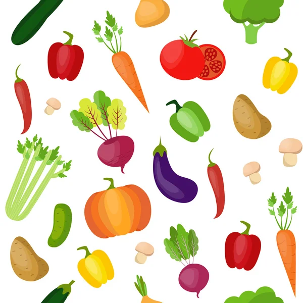 Flat style vegetables pattern — Stock Vector