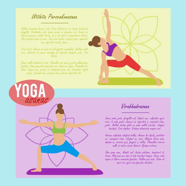 Conjunto de banners con yoga — Vector de stock