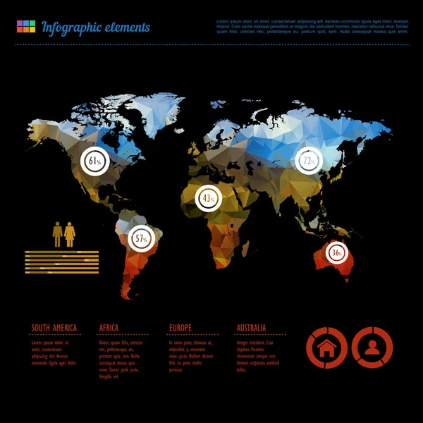 Modelo infográfico mapa do mundo — Vetor de Stock