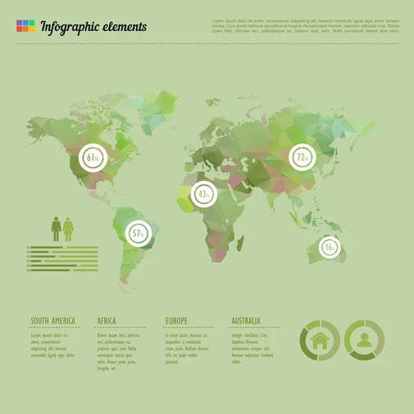 Wereld kaart infographic sjabloon — Stockvector