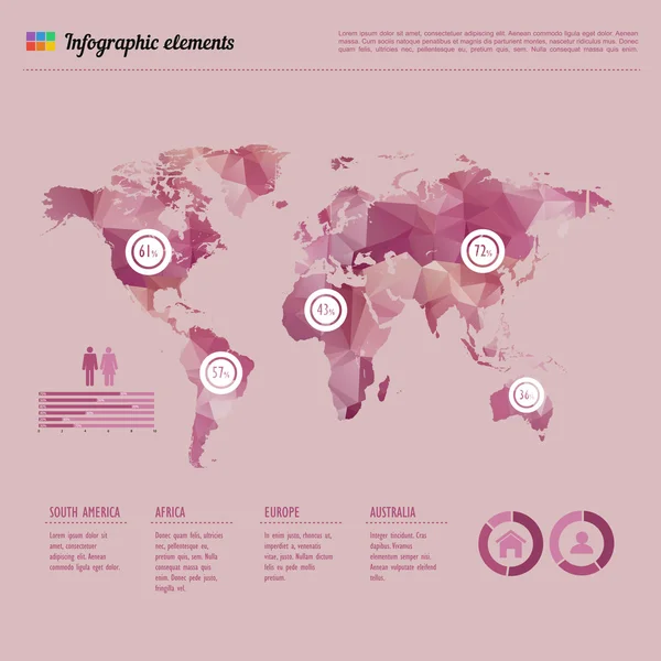 Wereld kaart infographic sjabloon — Stockvector