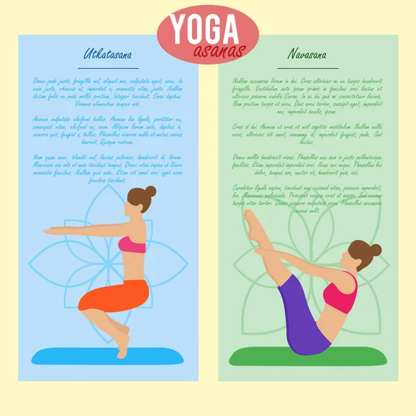 Set di banner con yoga — Vettoriale Stock