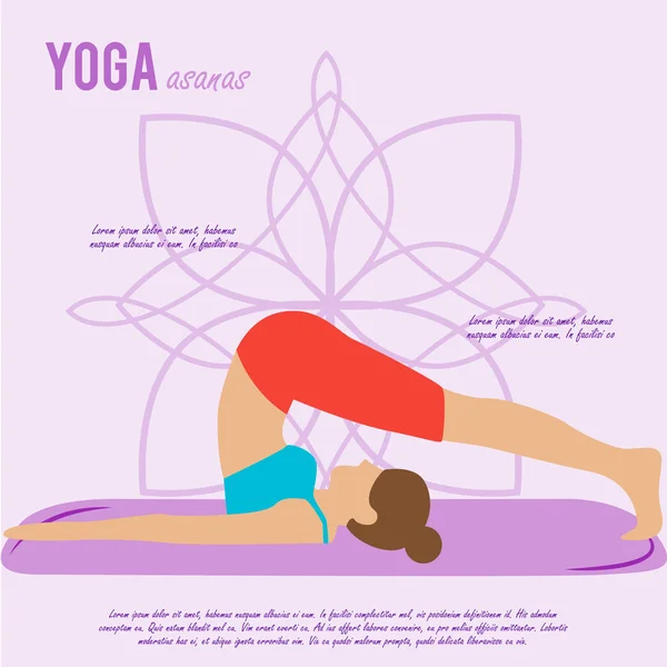 Chica hace yoga asana — Vector de stock