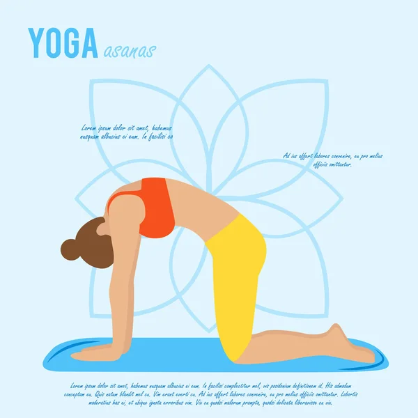 Chica hace yoga asana — Vector de stock