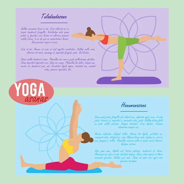 Conjunto de banners con yoga — Vector de stock