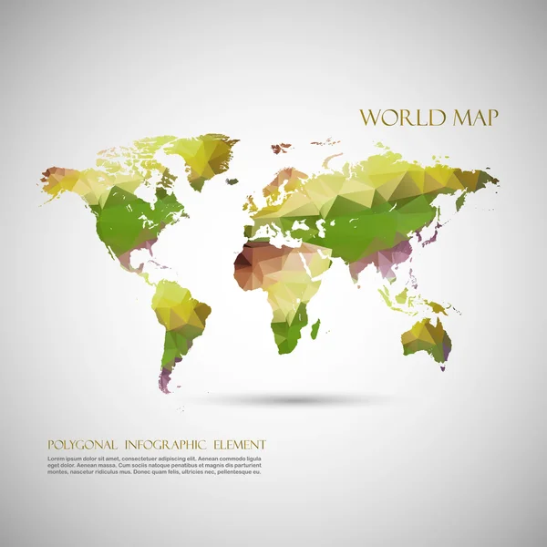 Mapa polygonální světa — Stockový vektor