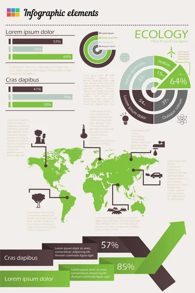 Ekoloji infographics seti — Stok Vektör