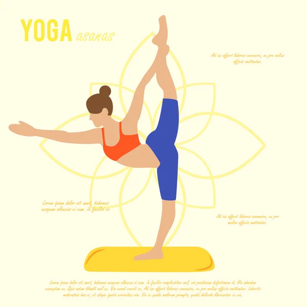 Chica hace yoga asana — Vector de stock