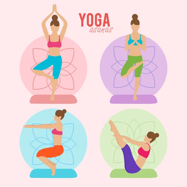 Chica hace yoga asana — Archivo Imágenes Vectoriales