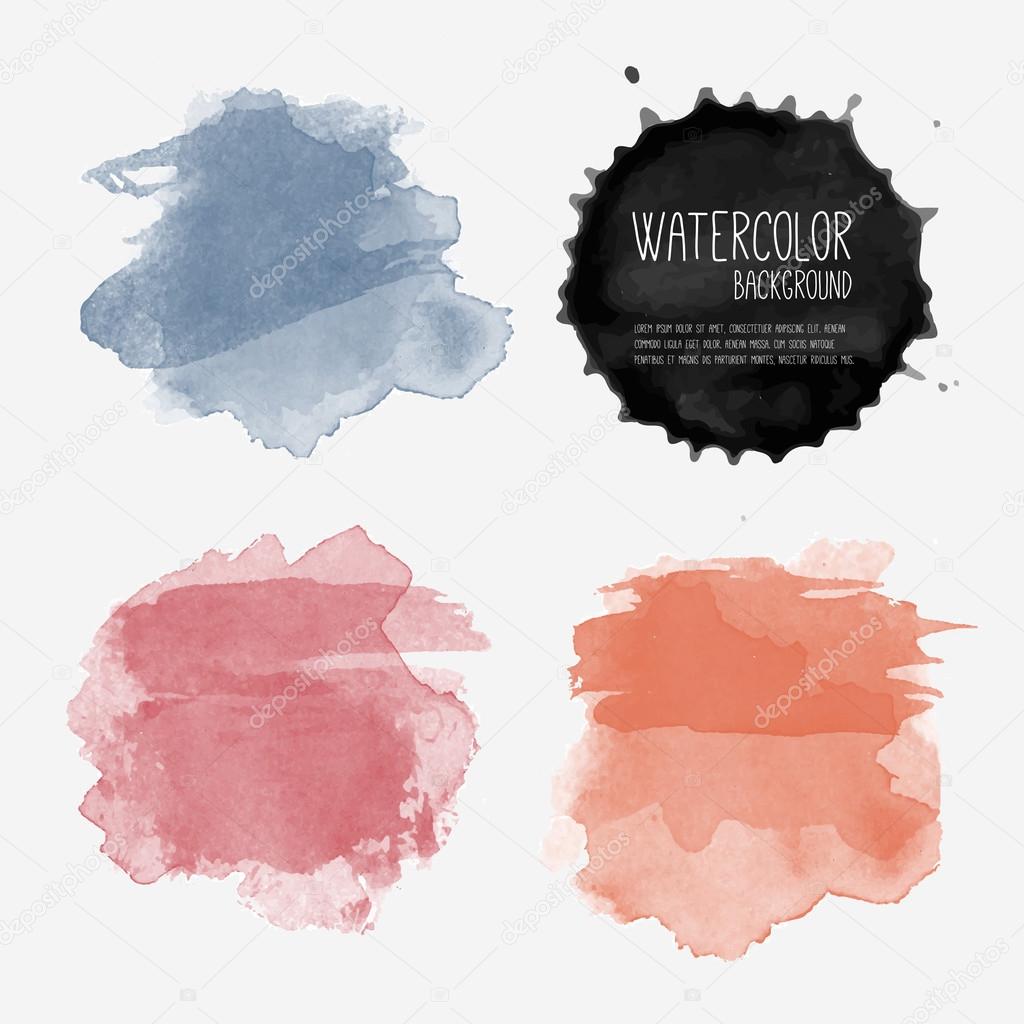 Watercolor splashes set 