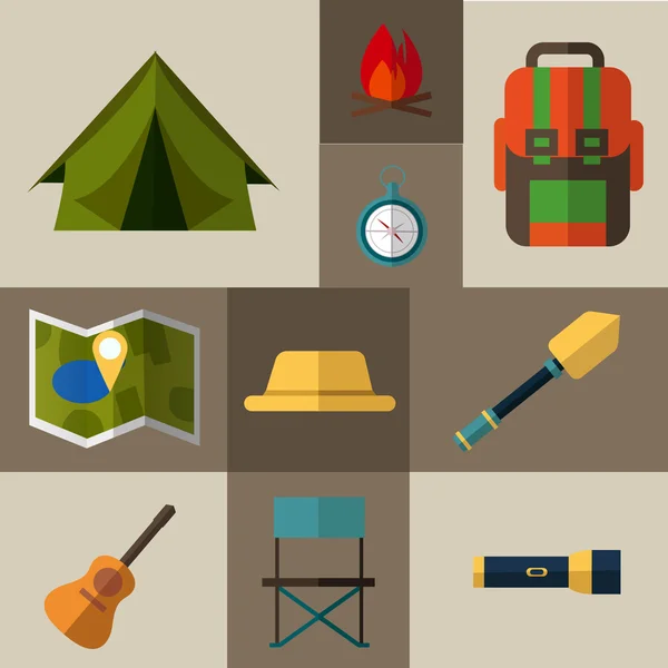 Colección de iconos de camping — Archivo Imágenes Vectoriales