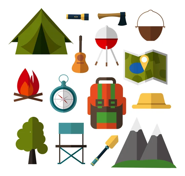 Colección de iconos de camping — Vector de stock