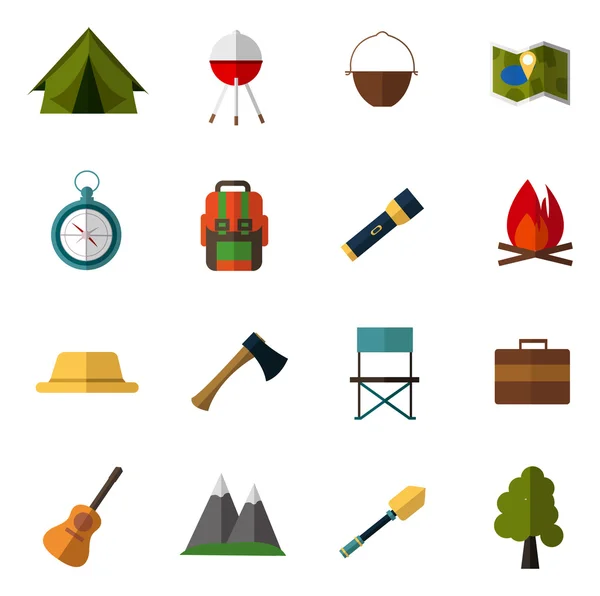 Colección de iconos de camping — Vector de stock