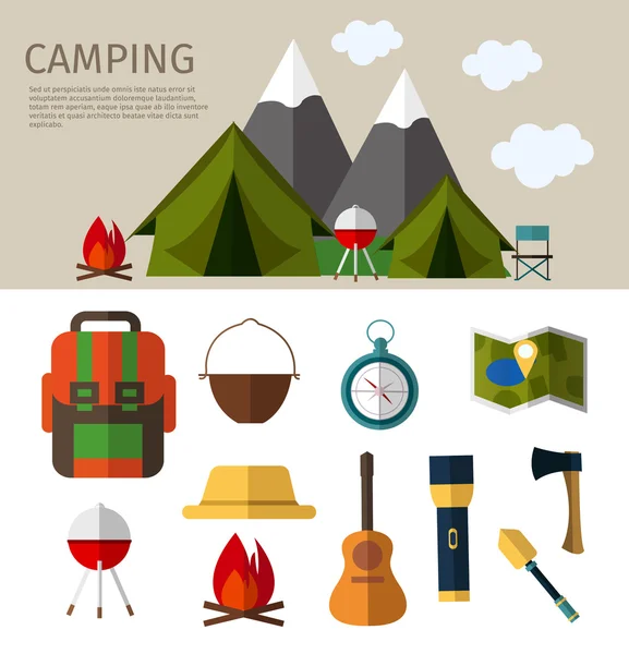 Colección de iconos de camping — Archivo Imágenes Vectoriales