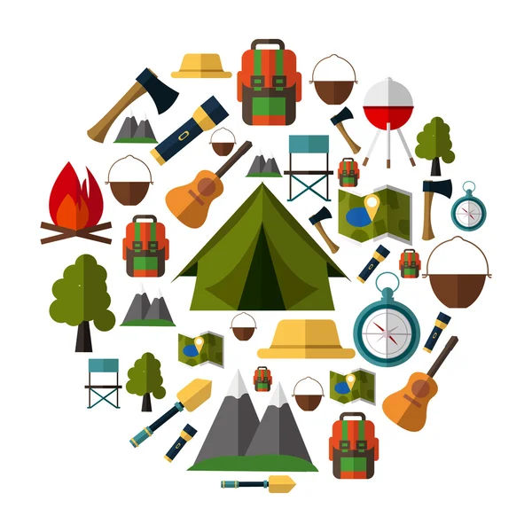 Colección de iconos de camping — Vector de stock