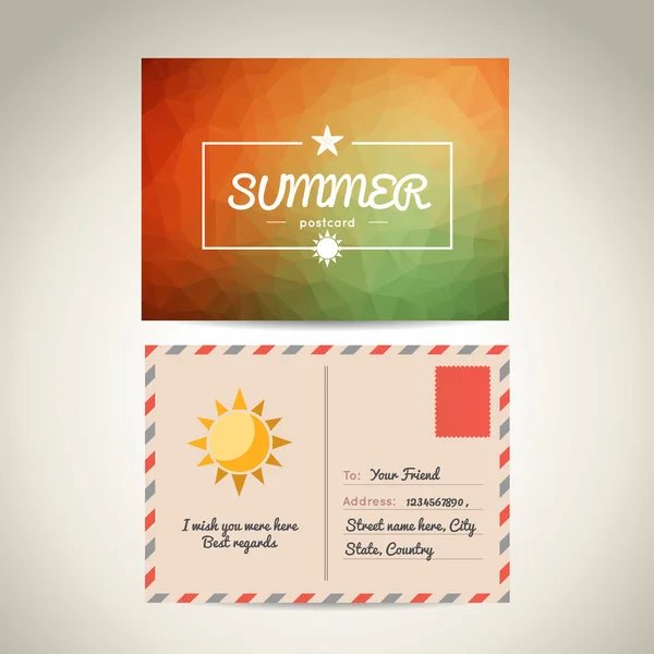 Nyáron, képeslapot sablon — Stock Vector